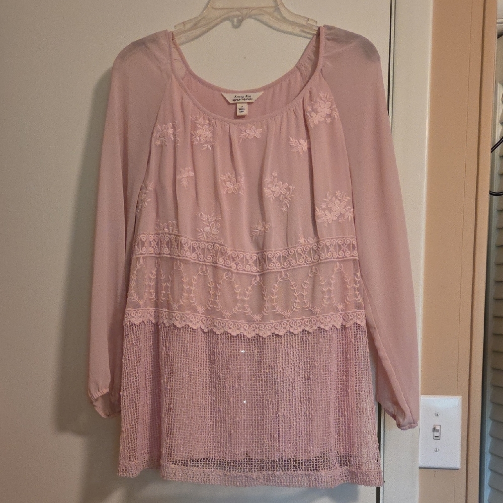 Krazy Kat Light Pink Lace (Blush) Top, Size M